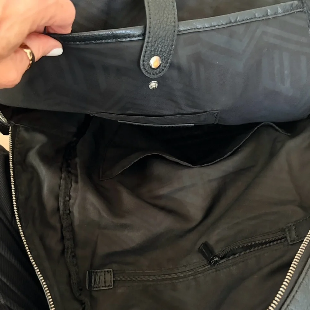Rebecca Minkoff Julian Black Pebbled Leather Backpack Designer Large Preppy Goth